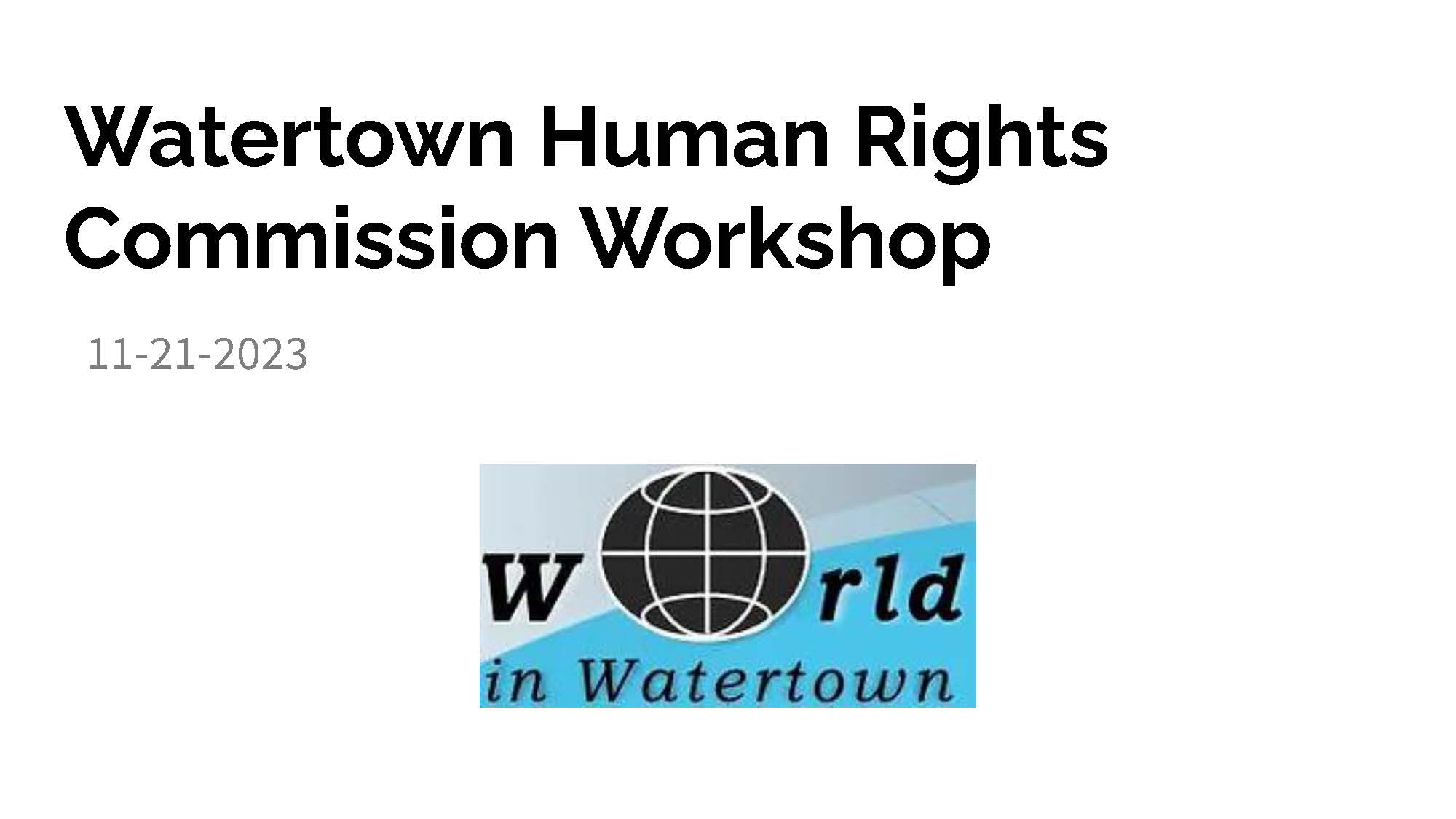 Navigate to Human Rights Commission Workshop - November 21, 2023